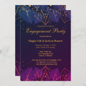 繊細な紫と金ゴールド葉の招待状 招待状 (正面/裏面)