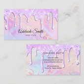 繊細な紫のグリッター乾燥デザイン 名刺 (正面/裏面)