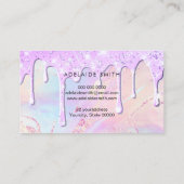 繊細な紫のグリッター乾燥デザイン 名刺 (裏面)