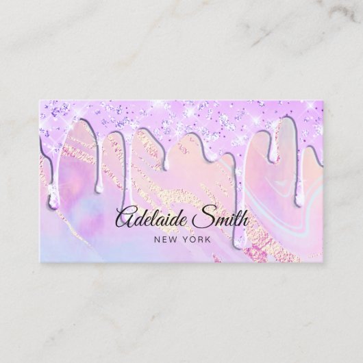 繊細な紫のグリッター乾燥デザイン 名刺 (正面)