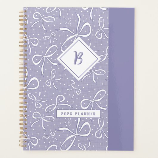 繊細な紫のコケット弓 プランナー手帳 (正面)
