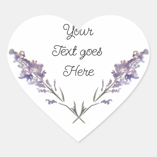 繊細な紫のフローラ ハートシール (正面)