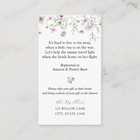 繊細な紫の山花長距離 エンクロージャーカード (正面)