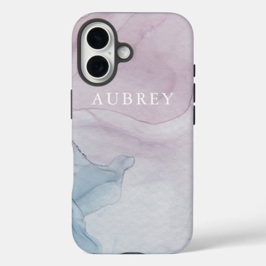 繊細な紫の抽象芸術プリントと名前 Case-Mate iPhoneケース (裏面)