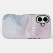 繊細な紫の抽象芸術プリントと名前 Case-Mate iPhoneケース (裏面 (横))