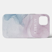 繊細な紫の抽象芸術プリントと名前 Case-Mate iPhoneケース (裏面 (横))