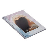 繊細な紫の抽象芸術プリント名とフォトアーチ ノートブック (右側)