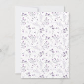 繊細な紫の水彩花のランジェリーシャワー 招待状 (裏面)