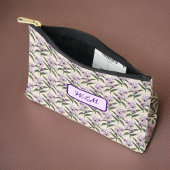 繊細な紫の白い蘭のヴィンテージクリーム アクセサリーポーチ