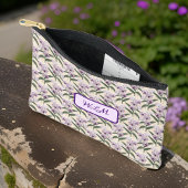 繊細な紫の白い蘭のヴィンテージクリーム アクセサリーポーチ