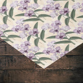 繊細な紫の白い蘭のヴィンテージクリーム 薄葉紙