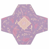 繊細な紫の花模様と弓 サッカーボール (フラット)