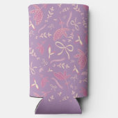 繊細な紫の花模様と弓 スリム缶クーラー (裏面)