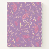 繊細な紫の花模様と弓 ノートブック (裏面)