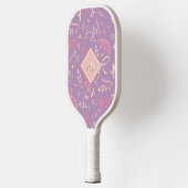 繊細な紫の花模様と弓 ピックルボールラケット (左)