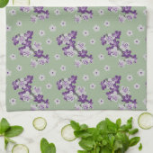 繊細な紫の蘭の茶タオル キッチンタオル (折り畳み)