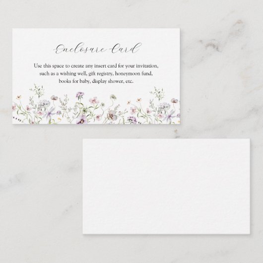 繊細な紫の野生の花の囲いカード エンクロージャーカード (正面/裏面)