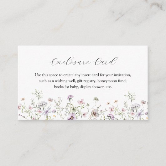 繊細な紫の野生の花の囲いカード エンクロージャーカード (正面)