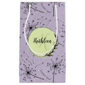 繊細な紫の野生の花 タンポポの優しいキス 花のような スモールペーパーバッグ (正面)