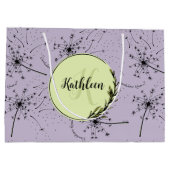 繊細な紫の野生の花 タンポポの優しいキス 花のような ラージペーパーバッグ (裏面)