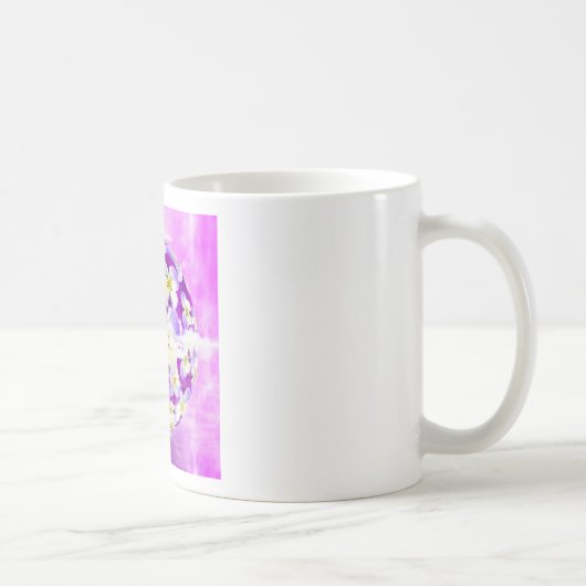 繊細な紫シンプル色の花の模様の球体 コーヒーマグカップ (右)