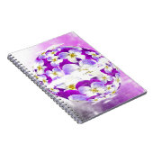 繊細な紫シンプル色の花の模様の球体 ノートブック (右側)