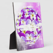 繊細な紫シンプル色の花の模様の球体 フォトプラーク (側面)