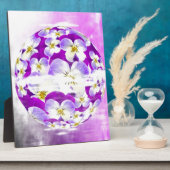 繊細な紫シンプル色の花の模様の球体 フォトプラーク (側面)