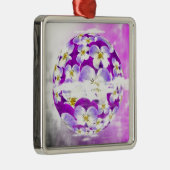 繊細な紫シンプル色の花の模様の球体 メタルオーナメント (右)