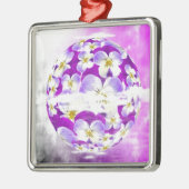 繊細な紫シンプル色の花の模様の球体 メタルオーナメント (左)