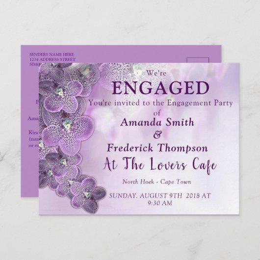 繊細な紫淡い色の色の蘭の従事 インビテーションポストカード (正面/裏面)