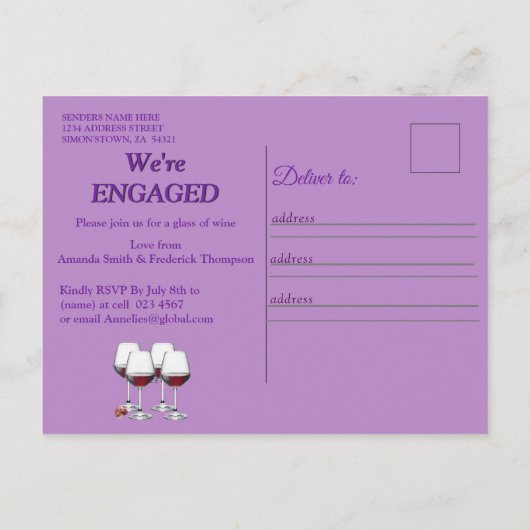 繊細な紫淡い色の色の蘭の従事 インビテーションポストカード (裏面)