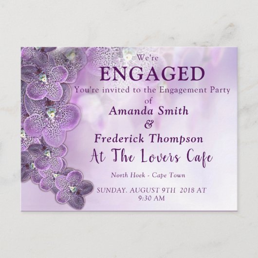 繊細な紫淡い色の色の蘭の従事 インビテーションポストカード (正面)