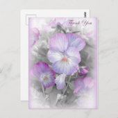 繊細な紫色のパンジーありがとうはがき ポストカード (正面/裏面)
