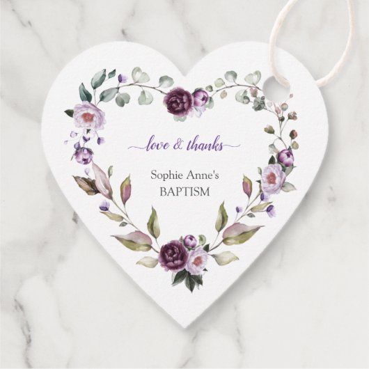 繊細な紫色のピンクの牡丹の花バプテスマ フェイバータグ (裏面)