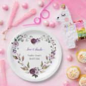 繊細な紫色のピンクの牡丹の花バプテスマ ペーパープレート (パーティー)