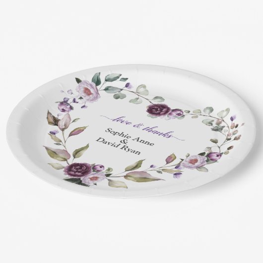 繊細な紫色のピンクの牡丹結婚の花 ペーパープレート (アングル)