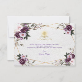 繊細な紫色のピンク牡丹の花聖なる聖餐式 サンキューカード