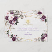 繊細な紫色のピンク牡丹の花聖なる聖餐式 サンキューカード (正面/裏面)