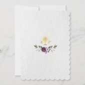 繊細な紫色のピンク牡丹の花聖なる聖餐式 招待状 (裏面)