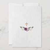 繊細な紫色のピンク牡丹の花金ゴールドバプテスマ 招待状 (裏面)