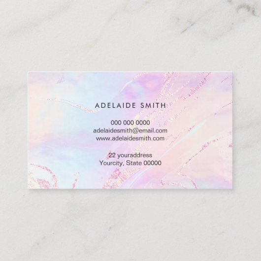 繊細な紫色のピンク色のブルーデザイン 名刺 (裏面)