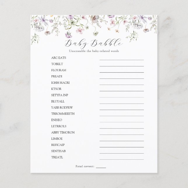 繊細な紫色のワイルドフラワーベビーバブルスクランブル (正面)