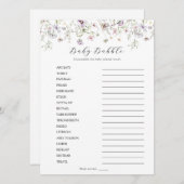 繊細な紫色のワイルドフラワーベビーバブルスクランブル 招待状 (正面/裏面)