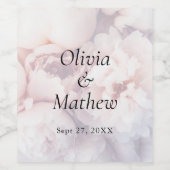 繊細な紫色の牡丹とバラ結婚ズ ワインラベル (シングルラベル)