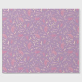 繊細な紫色の花と弓 ラッピングペーパー (フラット)