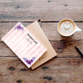 繊細な紫色の花と柔らストライプかな赤い10" x 6" ポストイット