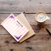 繊細な紫色の花と柔らストライプかな赤い10" x 6" ポストイット