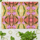 繊細な紫色の花抽象芸術アートパターン キッチンタオル (折り畳み)