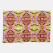 繊細な紫色の花抽象芸術アートパターン キッチンタオル (横)